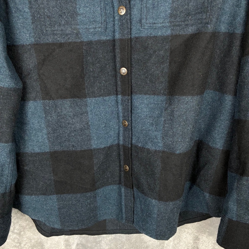 Fjallraven Canada Shirt Women XS Navy Black Plaid Wool Blend Flannel Button Up - Picture 7 of 15